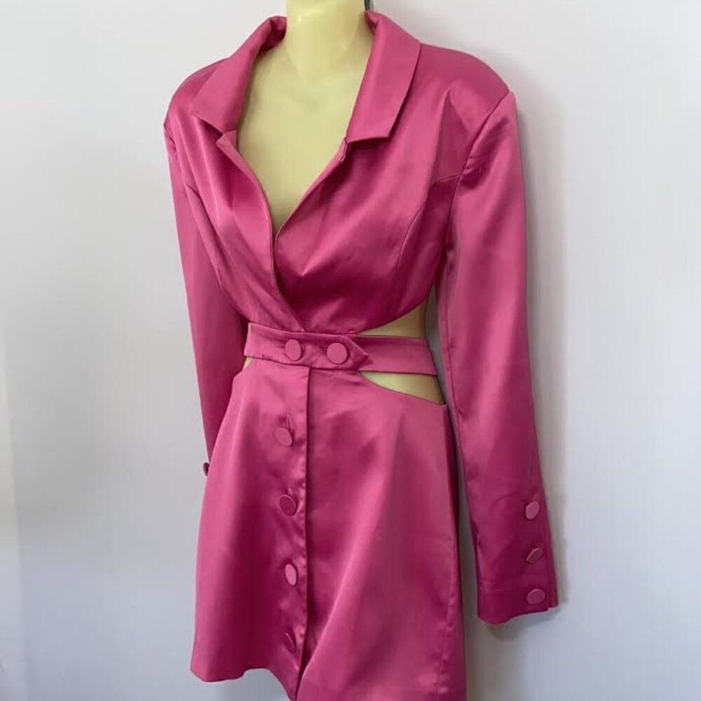 FOR LOVE AND LEMONS DRESS "MARIE' PINK SATIN OPEN BACK NWOT SZ SM - Picture 6 of 9